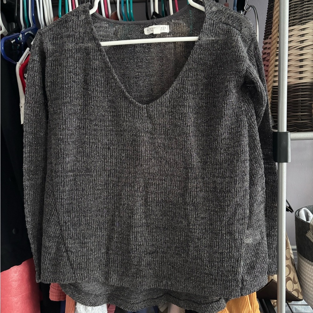 Aeropostale Metallic Gray Knit Top